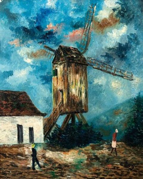 Moulin De La Galette Oil Painting by Emile Boyer