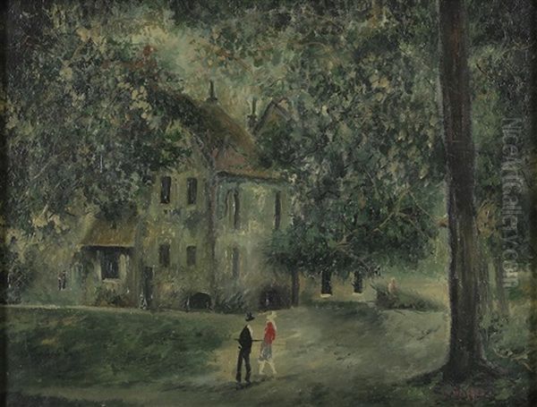 A Walk In A Park (sold With 191b; Set Of 2) Oil Painting by Emile Boyer