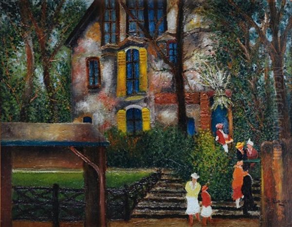 Promeneurs Devant Le Moulin D'orgemont by Emile Boyer