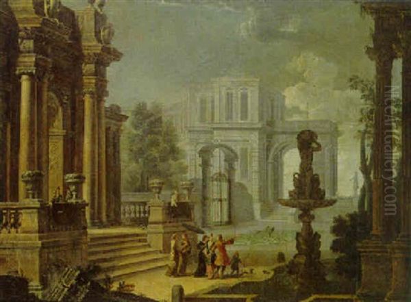 Vue Du Parc D'un Palais Baroque Oil Painting by Michel Boyer