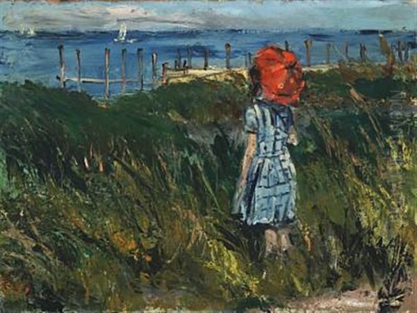 Coastal Landscape With A Young Girl At The Beach by Peter Rostrup Boyesen