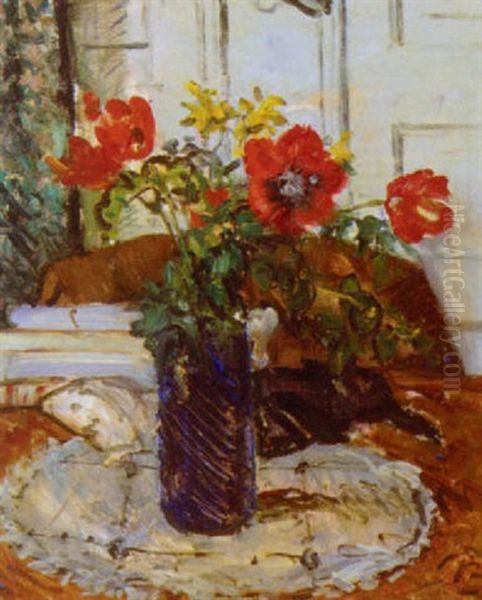 Rode Blomster Oil Painting by Peter Rostrup Boyesen