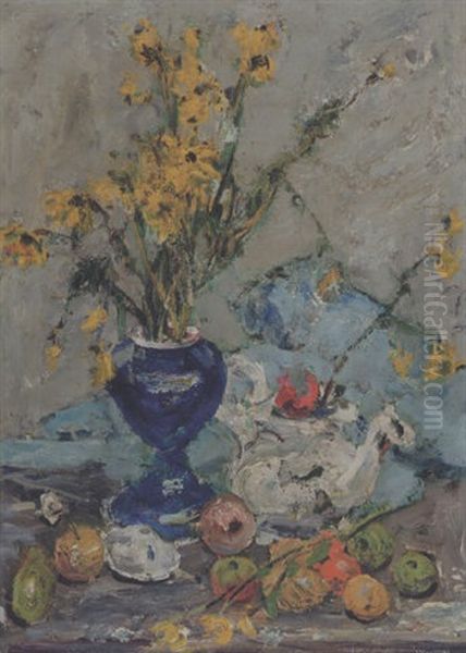 Gule Blomster Oil Painting by Peter Rostrup Boyesen