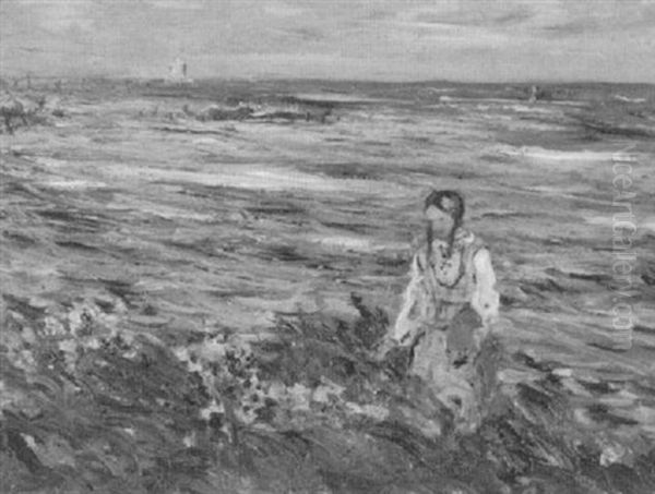 Madchen Am Meer Oil Painting by Peter Rostrup Boyesen