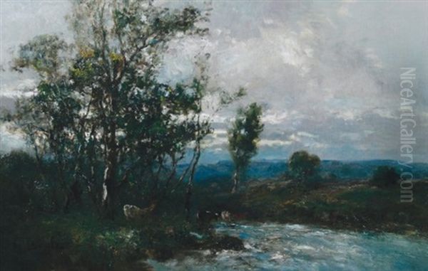 River Landscape Oil Painting by George Boyle