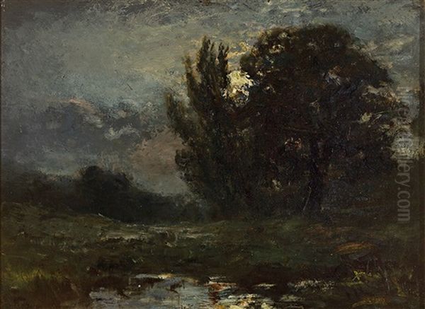 Abendliche Landschaft Bei Vollmond Oil Painting by George A. Boyle