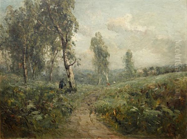 Figure On A Lane Oil Painting by George A. Boyle