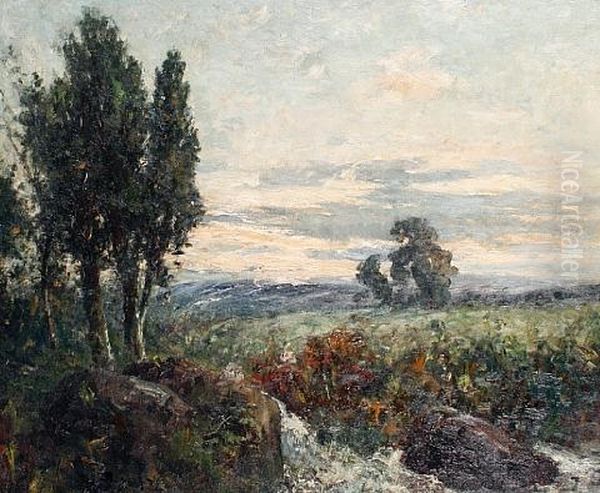 A Country Landscape At Dusk by George A. Boyle