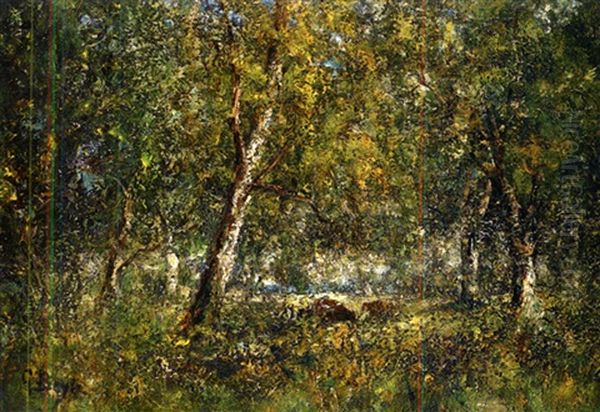 Blick Auf Waldlichtung Mit Weidendem Vieh Oil Painting by George A. Boyle