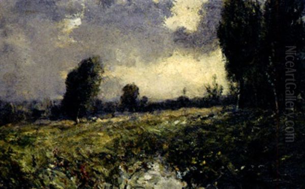 Spatsommerliche Heidelandschaft Oil Painting by George A. Boyle