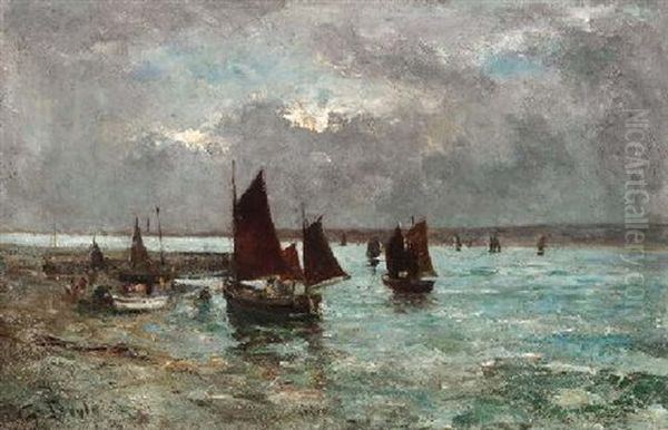 Fischerboote Ber Der Ausfahrt Oil Painting by George A. Boyle