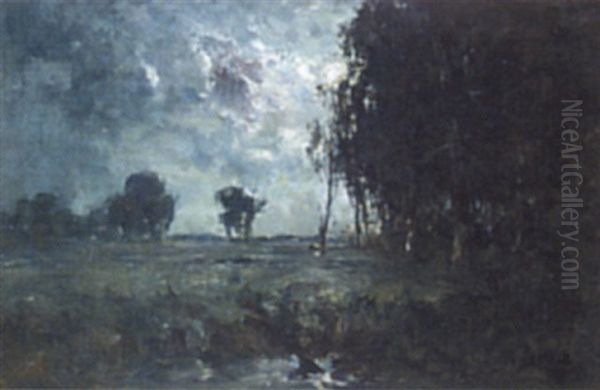 Moonlight Country Landscape Oil Painting by George A. Boyle