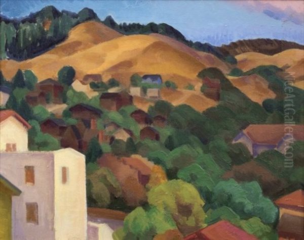 Hillside From My Window In Berkeley Oil Painting by Raymond Boynton