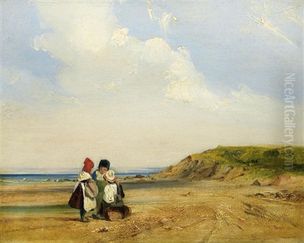 Coast Scene, Havre; Coast Scene, Trouville, Normandy (2 Works) Oil Painting by Thomas Shotter Boys