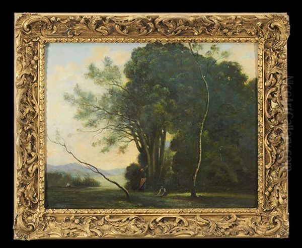 Rural River Landscape With Figures Oil Painting by Thomas Shotter Boys