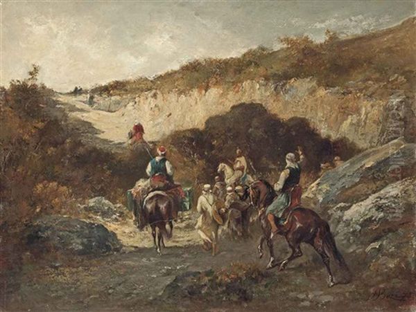 Expedition On The Mountain Oil Painting by Honore Boze