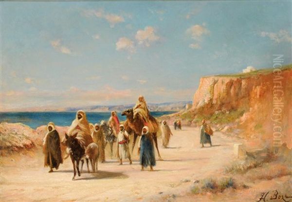 La Caravane Au Bord De Mer Oil Painting by Honore Boze