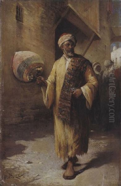 Riche Marchand Oriental Dans Une Rue Oil Painting by Honore Boze