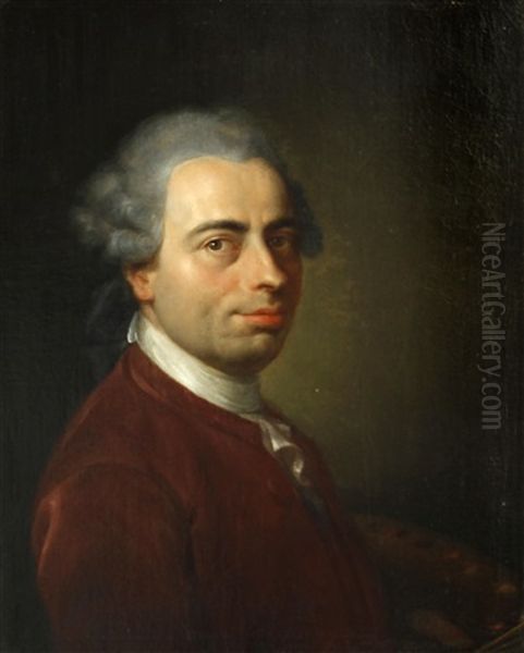 A Portrait Of An Artist, Quarter-length Oil Painting by Joseph Boze