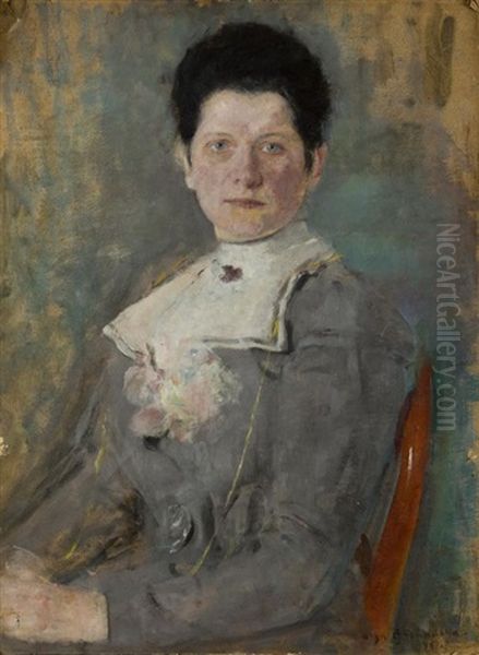 Portrait Of Helena Kurpiel-lekawska Oil Painting by Olga Boznanska