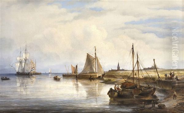 Kustenlandschaft Mit Segelbooten Oil Painting by Anton Braakman