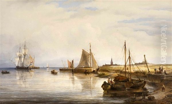 Kustenlandschaft Mit Segelbooten Oil Painting by Anton Braakman