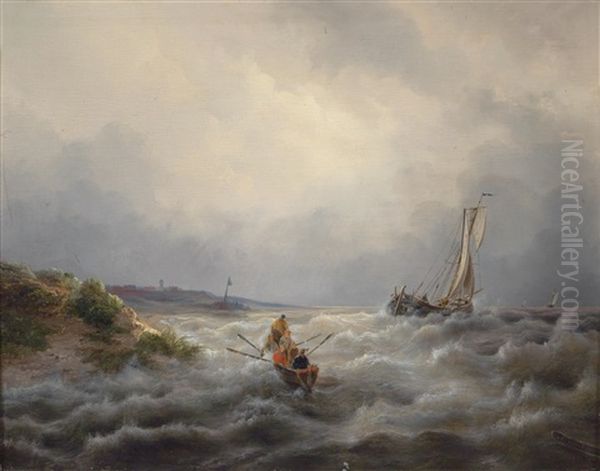 Marinestuck - Sturmische See Oil Painting by Anton Braakman