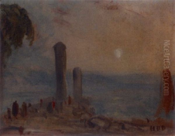 Classical Ruins Oil Painting by Hercules Brabazon Brabazon