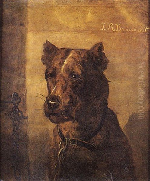 Portrait De Chien Oil Painting by Jacques Raymond Bracassat