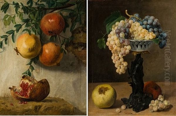 Pareja De Bodegones De Frutas Oil Painting by Jose Maria Bracho Murillo