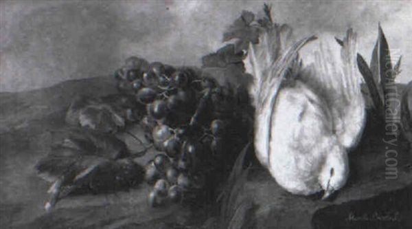 Bodegon Con R Cimo De Uvas Y Paloma Oil Painting by Jose Maria Bracho Murillo