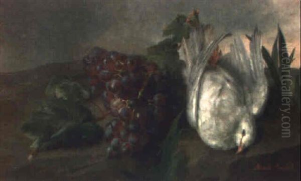 Uvas Y Paloma Oil Painting by Jose Maria Bracho Murillo