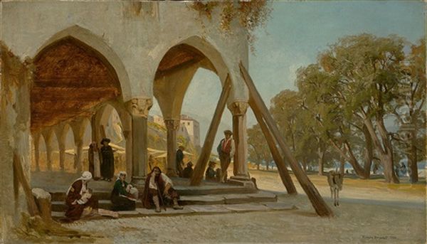 Street Life In Italy Oil Painting by Eugen Felix Prosper Bracht