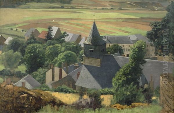 Sommerlandschaft Mit Blick Auf Ein Dorf Oil Painting by Eugen Felix Prosper Bracht