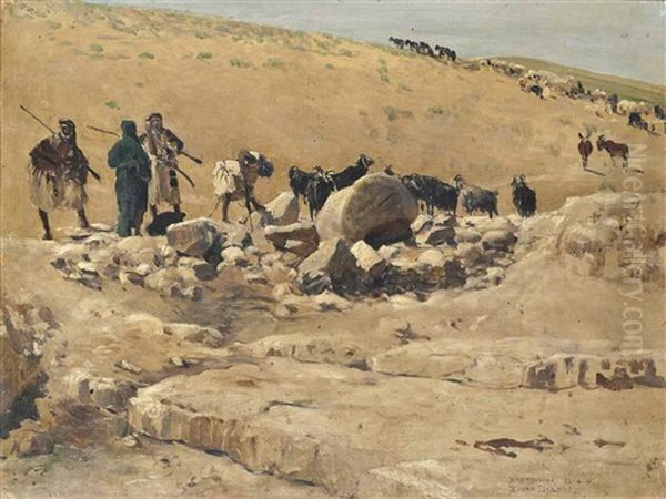 Bir Emgehrad, Syria Oil Painting by Eugen Felix Prosper Bracht