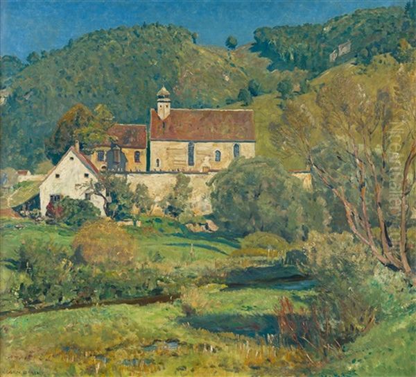 Altstadtkapelle Bei Muhlheim An Der Donau Oil Painting by Eugen Felix Prosper Bracht