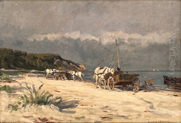 Flunderverkaufer Am Strand Oil Painting by Eugen Felix Prosper Bracht