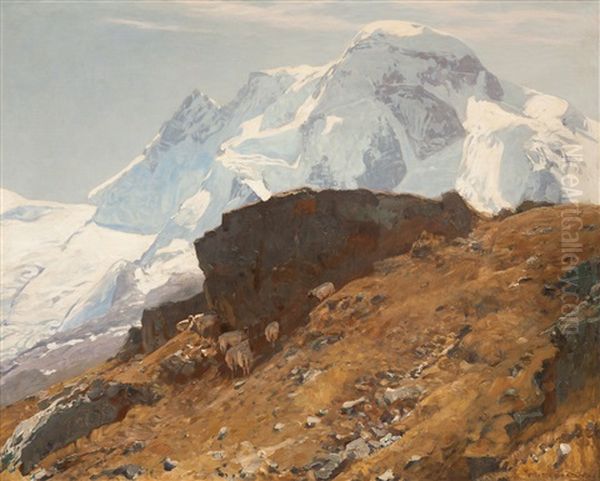 Blick Auf Das Breithorn, Von Gandegg Gesehen Oil Painting by Eugen Felix Prosper Bracht