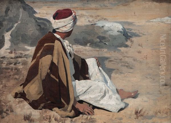 Seated Bedouin Oil Painting by Eugen Felix Prosper Bracht