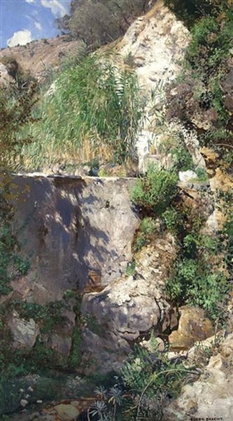 Sunny Canyon In Palestine Oil Painting by Eugen Felix Prosper Bracht