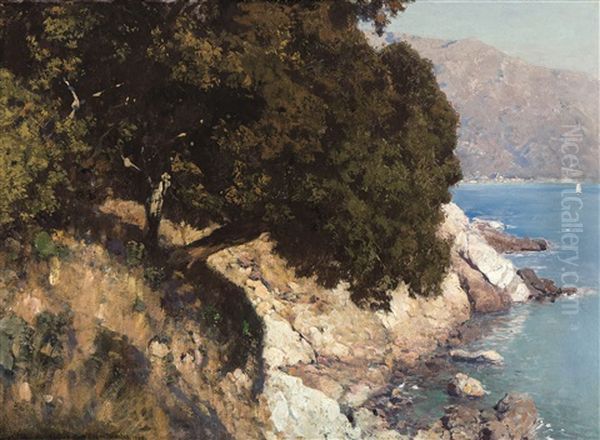 La Cote Pres De Rapallo (op. 216) Oil Painting by Eugen Felix Prosper Bracht