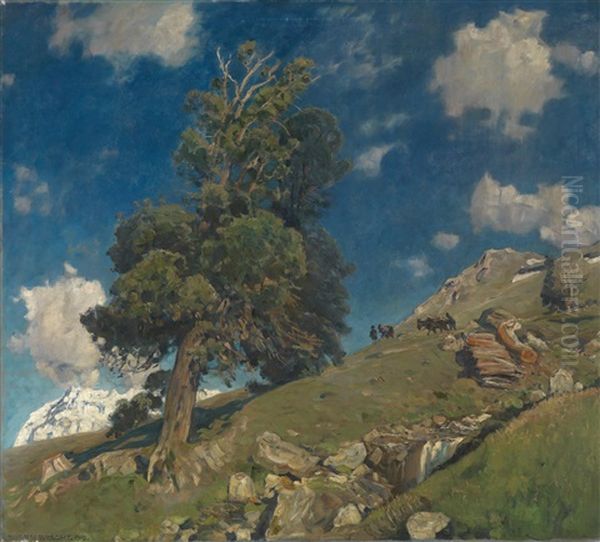 Monte Rosa Und Arven Oil Painting by Eugen Felix Prosper Bracht