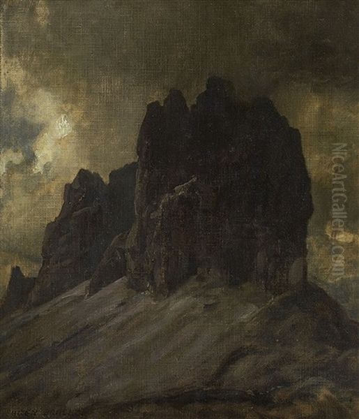 Die Drei Zinnen In Den Dolomiten Oil Painting by Eugen Felix Prosper Bracht