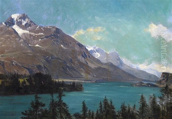 Schweizer See Oil Painting by Eugen Felix Prosper Bracht