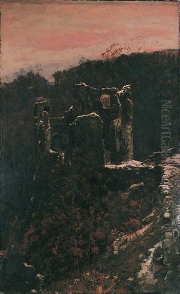 Die Schmidtburg Im Hunsruck Oil Painting by Eugen Felix Prosper Bracht