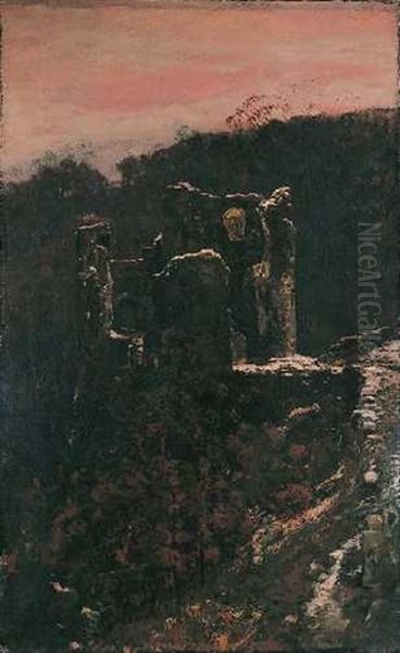 Die Schmidtburg Im Hunsruck Oil Painting by Eugen Felix Prosper Bracht