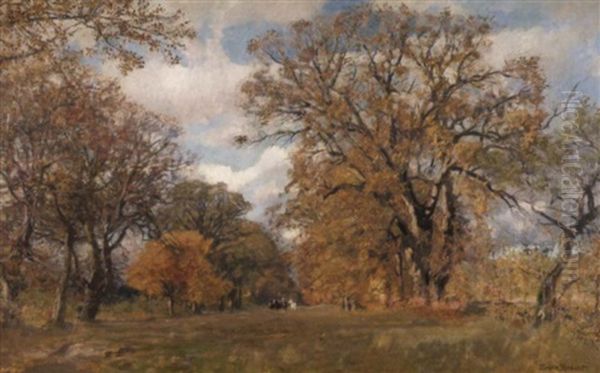 Baumgesaumte Allee Im Herbstlichen Wald Oil Painting by Eugen Felix Prosper Bracht