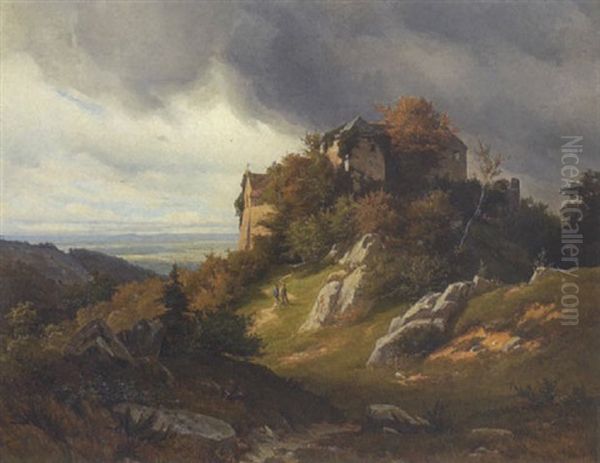 Alte Burg Auf Bergeshohe Oil Painting by Eugen Felix Prosper Bracht