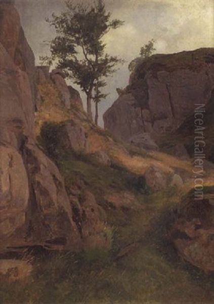 Pfad Durch Eine Felspartie Im Riesengebirge Oil Painting by Eugen Felix Prosper Bracht