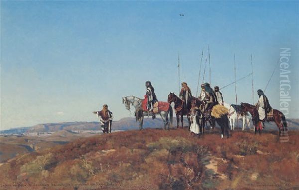 Halt On An Escarpment Oil Painting by Eugen Felix Prosper Bracht